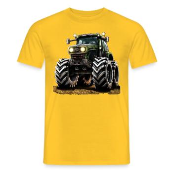 Travail précis et efficace avec les gros tracteurs - T-shirt homme - jaune - Devant - AI Model Male 178 dark (178cm)