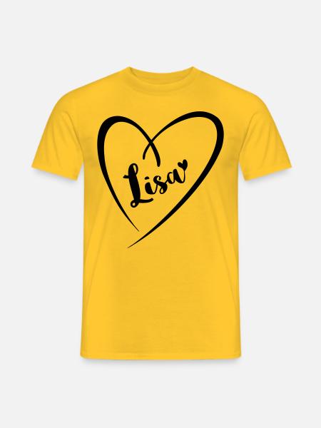 Lisa surname first name in heart frame - Men's T-Shirt - yellow