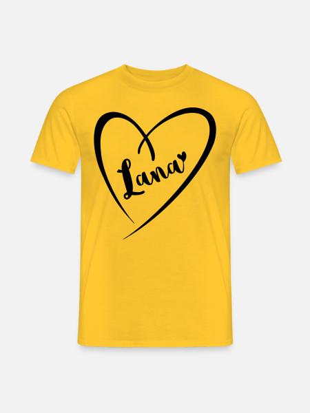 Lana surname first name in heart frame - Men's T-Shirt - yellow