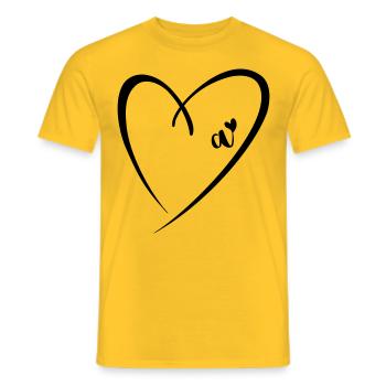 Kleiner Buchstabe A Herz - Männer T-Shirt - Gelb - Vorne - AI Model Male 178 dark (178cm)