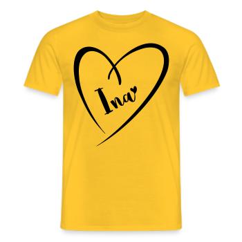 Ina Name Vorname im Herzrahmen - Männer T-Shirt - Gelb - Vorne - AI Model Male 178 dark (178cm)