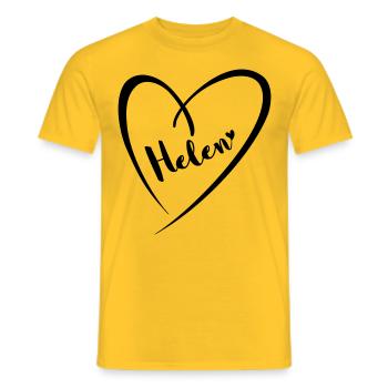 Helen Name Vorname im Herzrahmen - Männer T-Shirt - Gelb - Vorne - AI Model Male 178 dark (178cm)