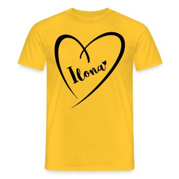 Ilona nom prénom dans le cadre du coeur - T-shirt homme - jaune - Devant - AI Model Male 178 dark (178cm)