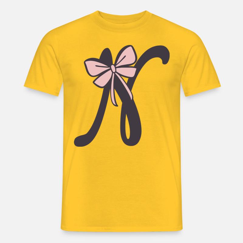 Anfangsbuchstabe N Schleifchen - Männer T-Shirt - Gelb