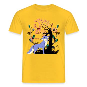 Vintage Fox Woodland Animal Foxes Nature - Men's T-Shirt - yellow - Front - AI Model Male 178 dark (178cm)