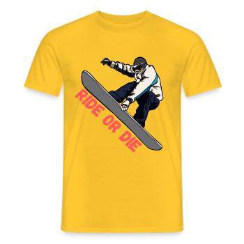 Snowboard Ride or Die - Männer T-Shirt - Gelb - Vorne - AI Model Male 178 dark (178cm)