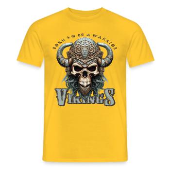 Ein Totenkopf mit Wikingerhelm - Männer T-Shirt - Gelb - Vorne - AI Model Male 178 dark (178cm)