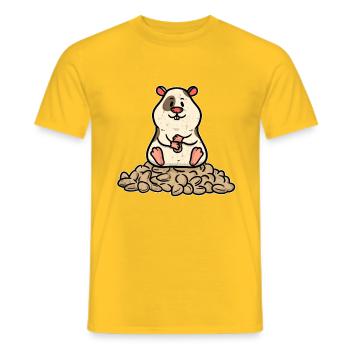 Petit hamster avec beaucoup de cacahuètes - T-shirt homme - jaune - Devant - AI Model Male 178 dark (178cm)