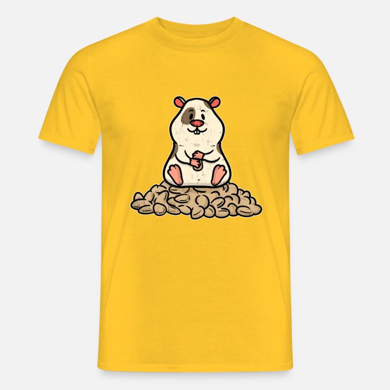 Small hamster with many peanuts - Men's T-shirt - yellow