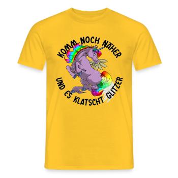 Noch näher es klatscht Glitzer Einhorn Geschenk - Männer T-Shirt - Gelb - Vorne - AI Model Male 178 dark (178cm)
