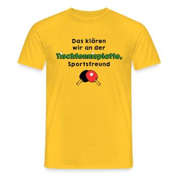 Table tennis sports fan - Men's T-Shirt - yellow - Front - AI Model Male 178 dark (178cm)