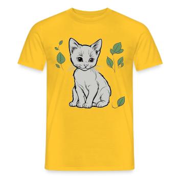 Chat, Chaton, Chats, Enfants - T-shirt homme - jaune - Devant - AI Model Male 178 dark (178cm)