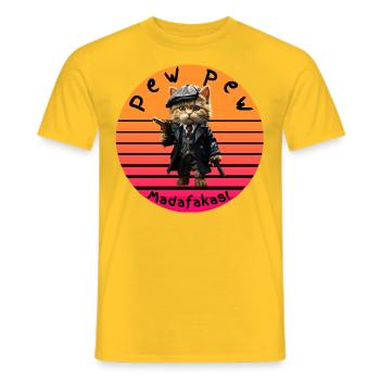 pew pew cat - Männer T-Shirt - Gelb - Vorne - AI Model Male 178 dark (178cm)