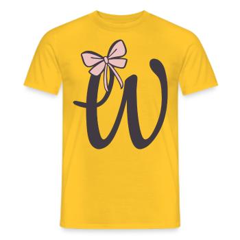 Initial letter W bow - Men's T-Shirt - yellow - Front - AI Model Male 178 dark (178cm)