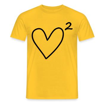 Heart to the Power of 2 - Men's T-Shirt - yellow - Front - AI Model Male 178 dark (178cm)