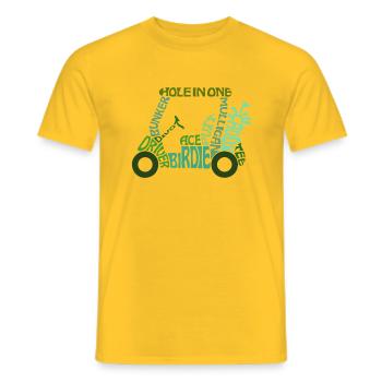 Golf golfeur voiturette termes de golf - T-shirt homme - jaune - Devant - AI Model Male 178 dark (178cm)