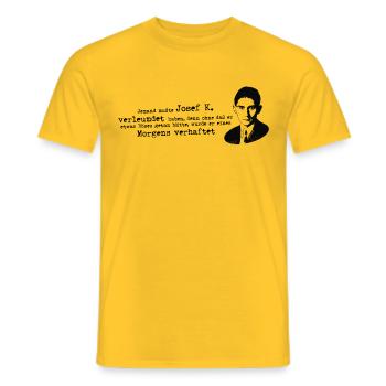 Franz Kafka quotation process Josef K - Men's T-Shirt - yellow - Front - AI Model Male 178 dark (178cm)