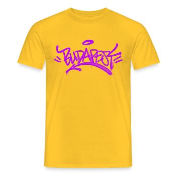 Budapest Graffiti Ultras Lila Shirt - Männer T-Shirt - Gelb - Vorne - AI Model Male 178 dark (178cm)