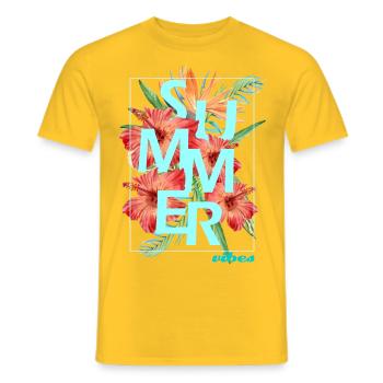 Design "SUMMER VIBES" - hibiscus - T-shirt homme - jaune - Devant - AI Model Male 178 dark (178cm)