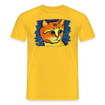 Orange Katze - Männer T-Shirt - Gelb - Vorne - AI Model Male 178 dark (178cm)