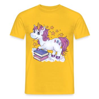 Niedliches Einhorn Zuckertüte Geschenk Einschulung - Männer T-Shirt - Gelb - Vorne - AI Model Male 178 dark (178cm)