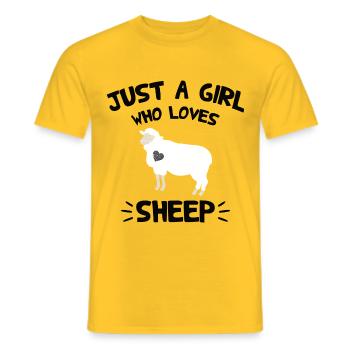 Just a girl who likes a sheep - Men's T-Shirt - yellow - Front - AI Model Male 178 dark (178cm)