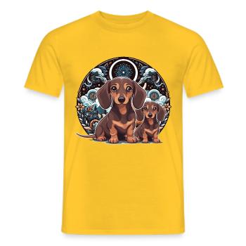 Teckel Chiens Chiens Animaux Enfants Teckel - T-shirt homme - jaune - Devant - AI Model Male 178 dark (178cm)