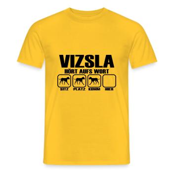 Vizsla T shirt Hund hört aufs Wort - Männer T-Shirt - Gelb - Vorne - AI Model Male 178 dark (178cm)