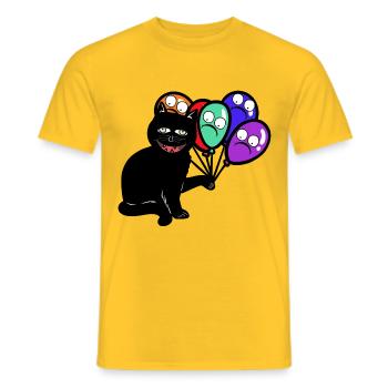 Halloween gruseliger schwarzer Kater Luftballons - Männer T-Shirt - Gelb - Vorne - AI Model Male 178 dark (178cm)