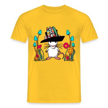 Herbst Maus Hippie Vintage Retro Nager Ratte - Männer T-Shirt - Gelb - Vorne - AI Model Male 178 dark (178cm)