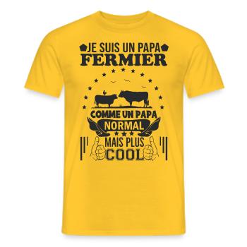 papa fermier comme un papa normal mais plus cool 2 - T-shirt homme - jaune - Devant - AI Model Male 178 dark (178cm)