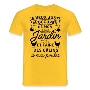 jardin et faire des câlins à mes poules - T-shirt homme - jaune - Devant - AI Model Male 178 dark (178cm)