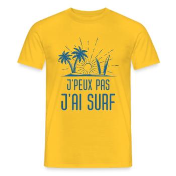 Surfeuse surf surfeur - T-shirt homme - jaune - Devant - AI Model Male 178 dark (178cm)