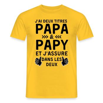 Je suis papa et papy - T-shirt homme - jaune - Devant - AI Model Male 178 dark (178cm)