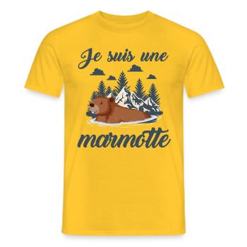 Je suis une marmotte - T-shirt homme - jaune - Devant - AI Model Male 178 dark (178cm)