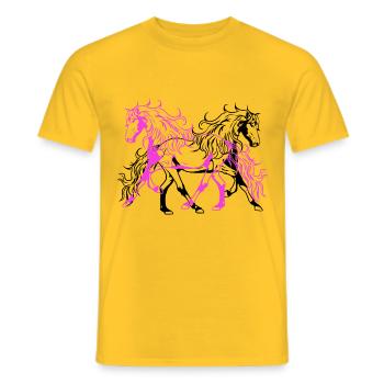 Chevaux sauvages Étalon Cavalier Cavalier Cheval Fou sauvage - T-shirt homme - jaune - Devant - AI Model Male 178 dark (178cm)
