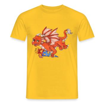 Niedlicher Drache, bereit für den ersten Schultag - Männer T-Shirt - Gelb - Vorne - AI Model Male 178 dark (178cm)