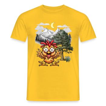 Crazy Chicken Poulets Poule Wild West Nature - T-shirt homme - jaune - Devant - AI Model Male 178 dark (178cm)