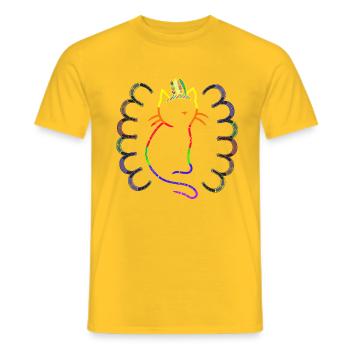 Retro Katze Katzen Vintage 80er 90er Schamane - Männer T-Shirt - Gelb - Vorne - AI Model Male 178 dark (178cm)