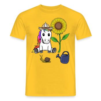 Pour les enfants Jardinier Licorne Enfant Fleurs Bébé - T-shirt homme - jaune - Devant - AI Model Male 178 dark (178cm)