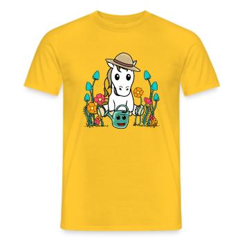 Gardener Horse Horses Pony Nature Garden Gardening - Men's T-Shirt - yellow - Front - AI Model Male 178 dark (178cm)