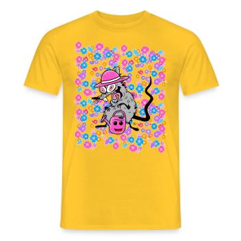 Printemps Eté Jardin Rat Enfants Enfant Années 80 90 - T-shirt homme - jaune - Devant - AI Model Male 178 dark (178cm)