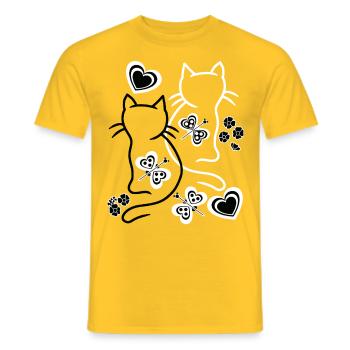 Été Chats Chat Rétro Vintage Années 80 Années 90 - T-shirt homme - jaune - Devant - AI Model Male 178 dark (178cm)