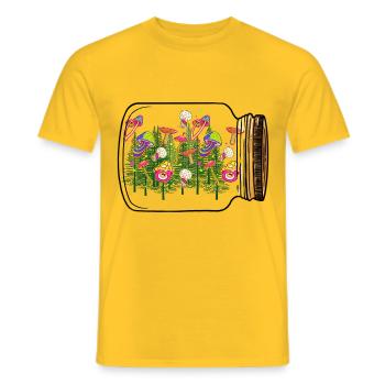 Forest Mushrooms Mushroom Nature Nature Lovers October - Men's T-Shirt - yellow - Front - AI Model Male 178 dark (178cm)