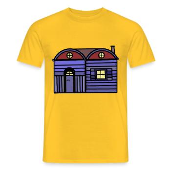 Maison en bois Cabine Immobilier Roulotte Appartement De Vie - T-shirt homme - jaune - Devant - AI Model Male 178 dark (178cm)