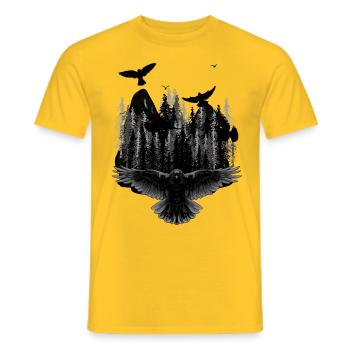 Fantasy Dark Wildlife Birds Nature Wilderness - Men's T-Shirt - yellow - Front - AI Model Male 178 dark (178cm)