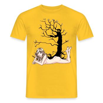 Erotische Elfe Fee Traum Fantasy nackte Frau Natur - Männer T-Shirt - Gelb - Vorne - AI Model Male 178 dark (178cm)