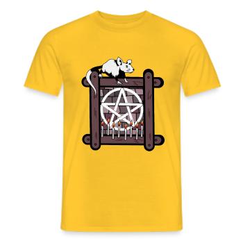 Occult Spiritual Rat Rodent Magic Pentagram - Men's T-Shirt - yellow - Front - AI Model Male 178 dark (178cm)