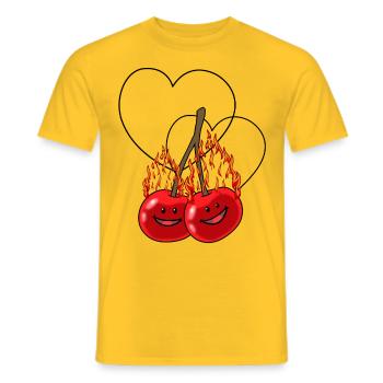 cerises ardentes cerise cœurs de fruits chauds - T-shirt homme - jaune - Devant - AI Model Male 178 dark (178cm)