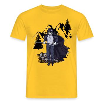 Horreur Halloween Fantômes Sorcière Heure Montagne - T-shirt homme - jaune - Devant - AI Model Male 178 dark (178cm)